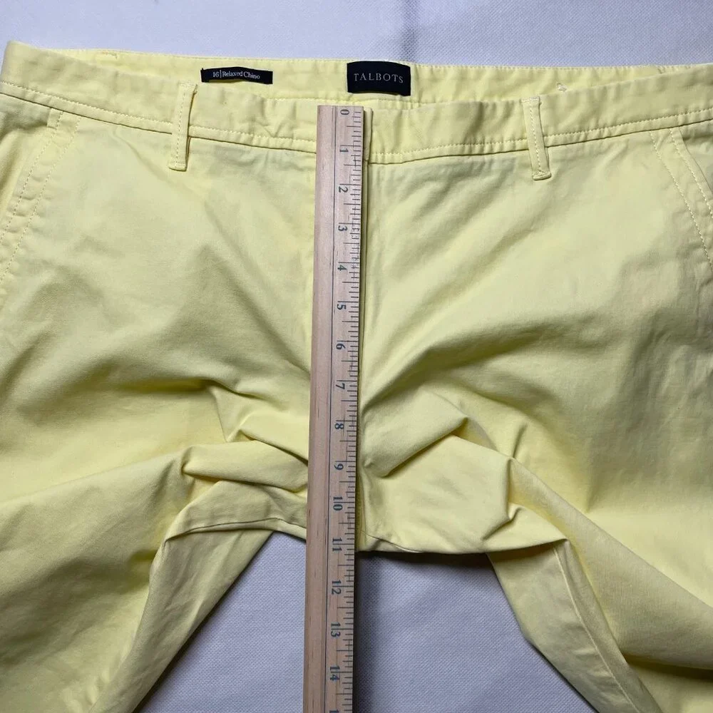 Talbots Womens Neon Yellow Flat Front Straight Leg Relaxed Chino Pants Size 16 - Picture 8 of 10